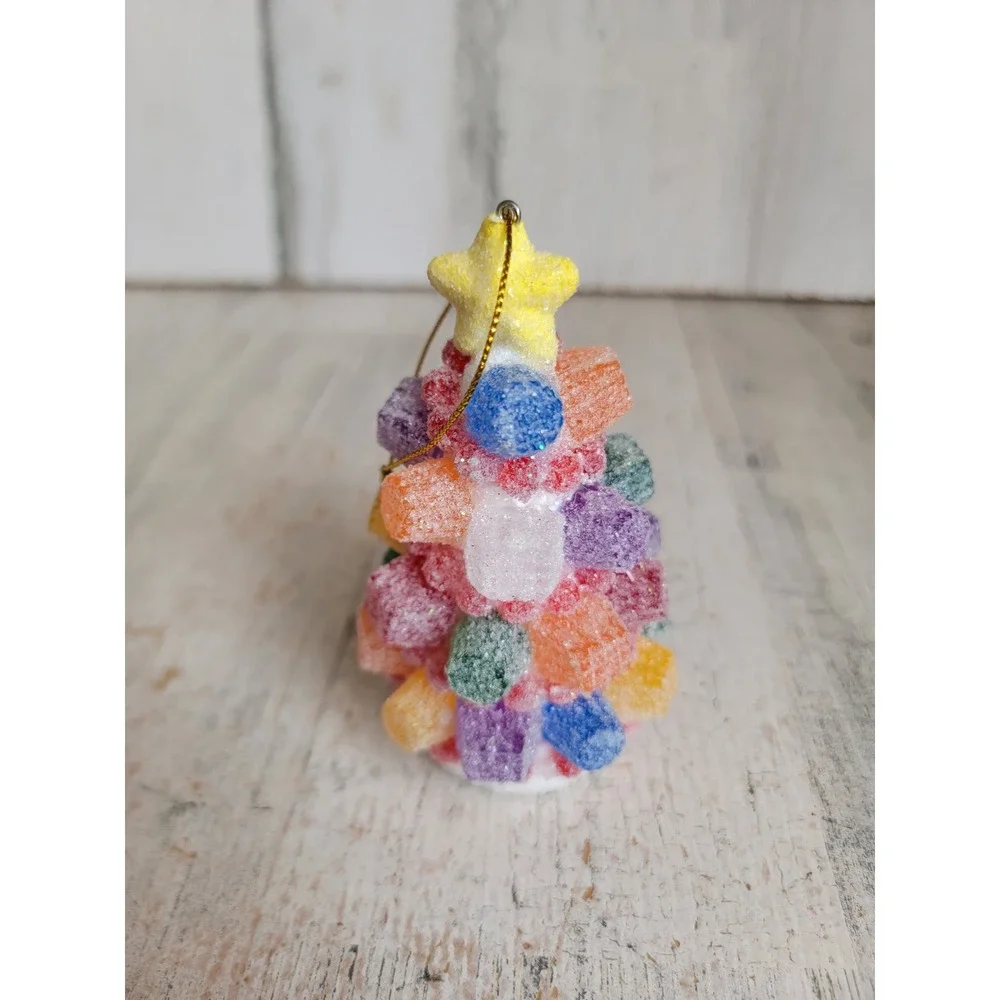 Vintage glitter gumdrop Xmas tree ornament Candy Star home decor unique